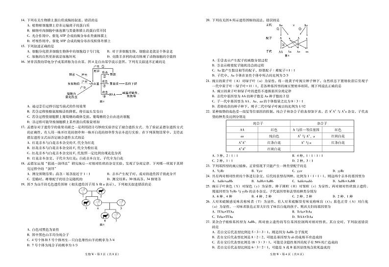 云南省巍山彝族回族自治县第二中学2020-2021学年高一下学期第一次月考生物试题（PDF可编辑版）第2页