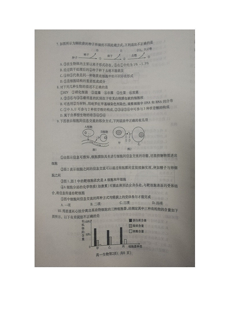 2021许昌高一上学期期末生物试题扫描版含答案02