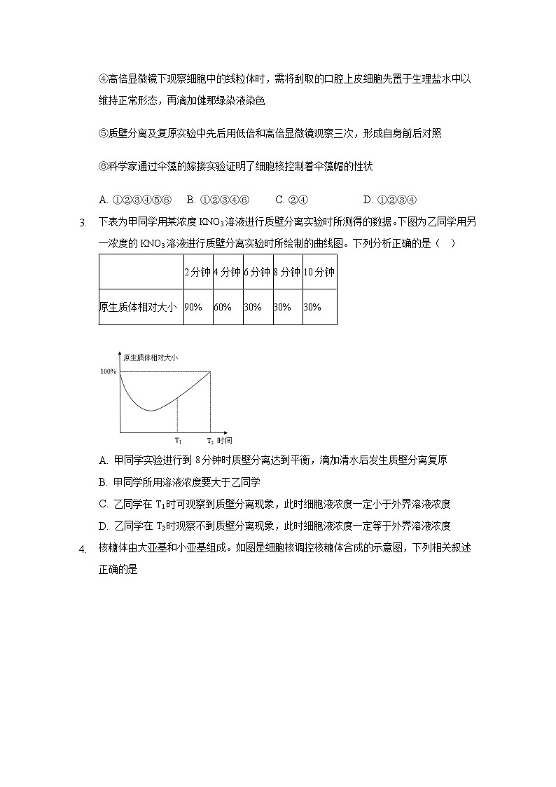 2021重庆市缙云教育联盟高一上学期期末考试生物试题含答案02