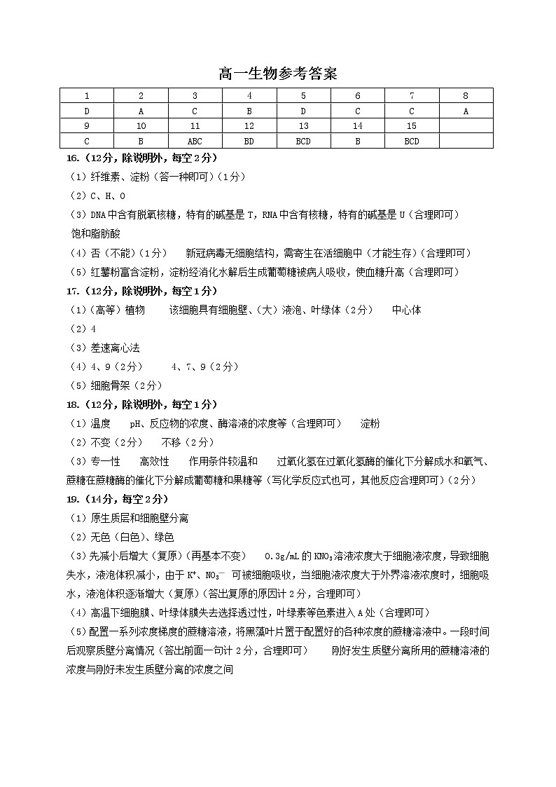 生物参考答案第1页