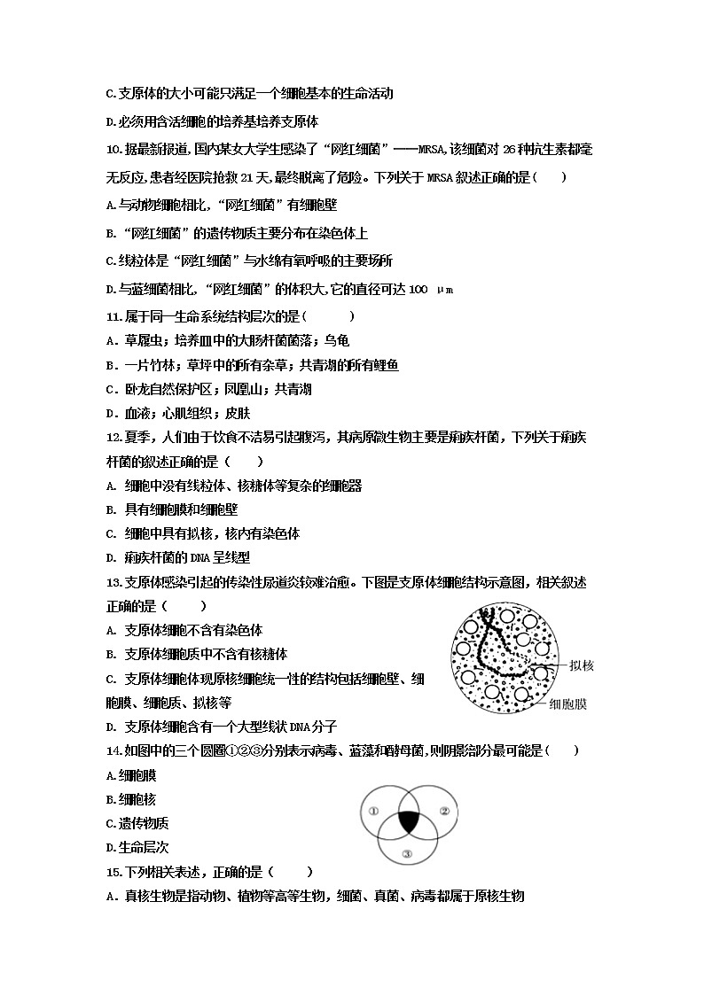 2021济南莱州高一10月联考生物试题含答案第3页
