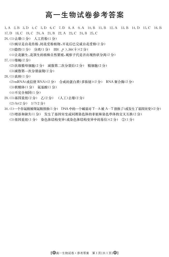 生物393A答案第1页