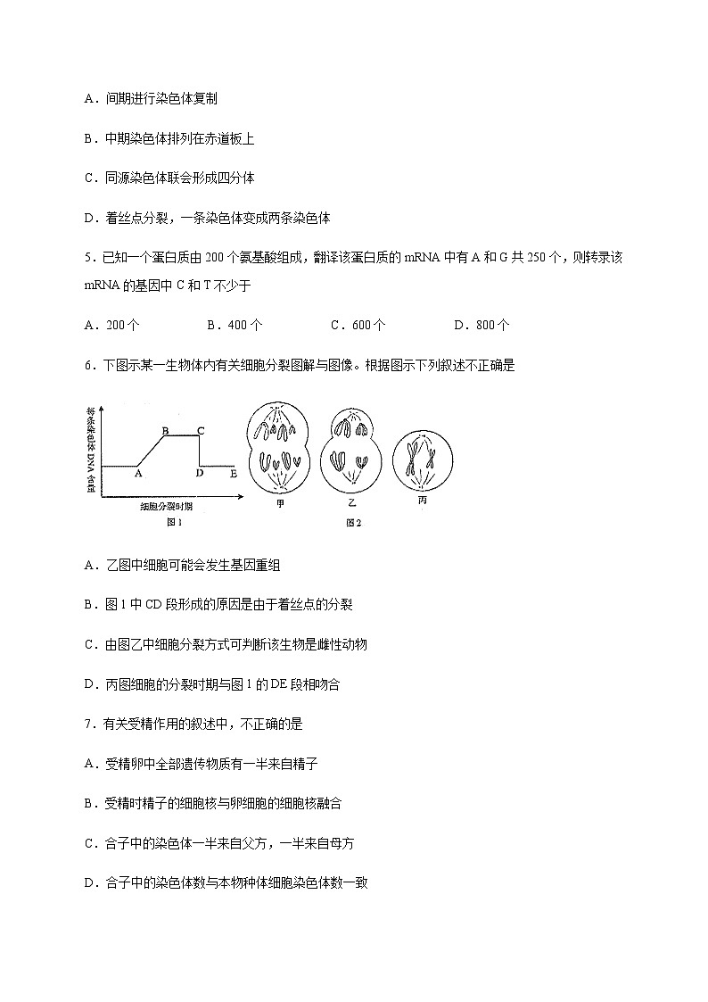 2020宜宾叙州区一中校高一下学期期末模拟考试生物试题含答案02