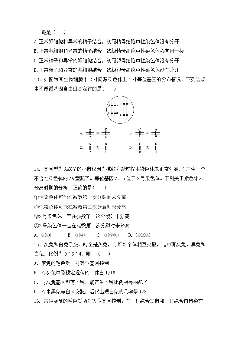 2020沧州一中高一下学期第三次月考生物试题含答案03