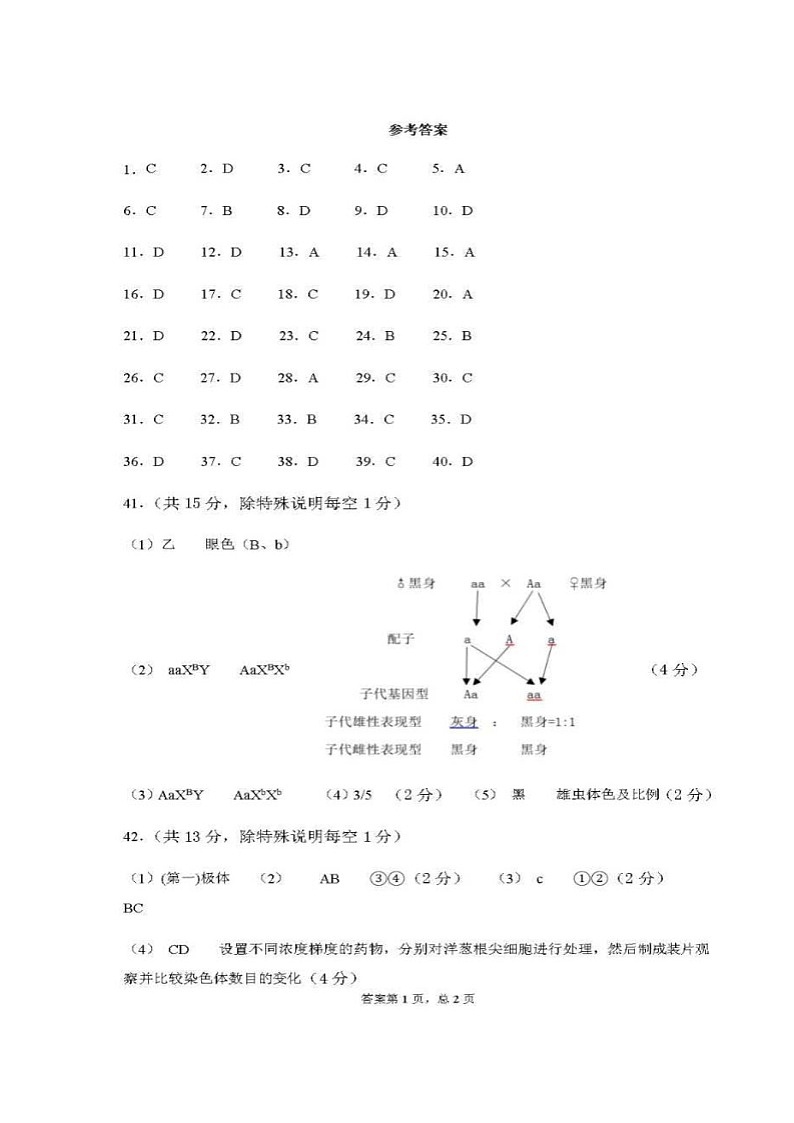 生物答案第1页
