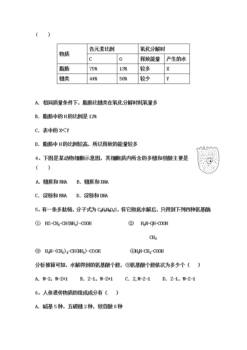 2020应县一中校（又：朔州外国语学校）高一上学期第四次月考生物试题含答案第2页
