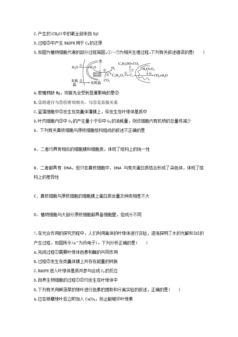 2020鹤壁高级中学高一上学期第八次双周练生物试题含答案第2页