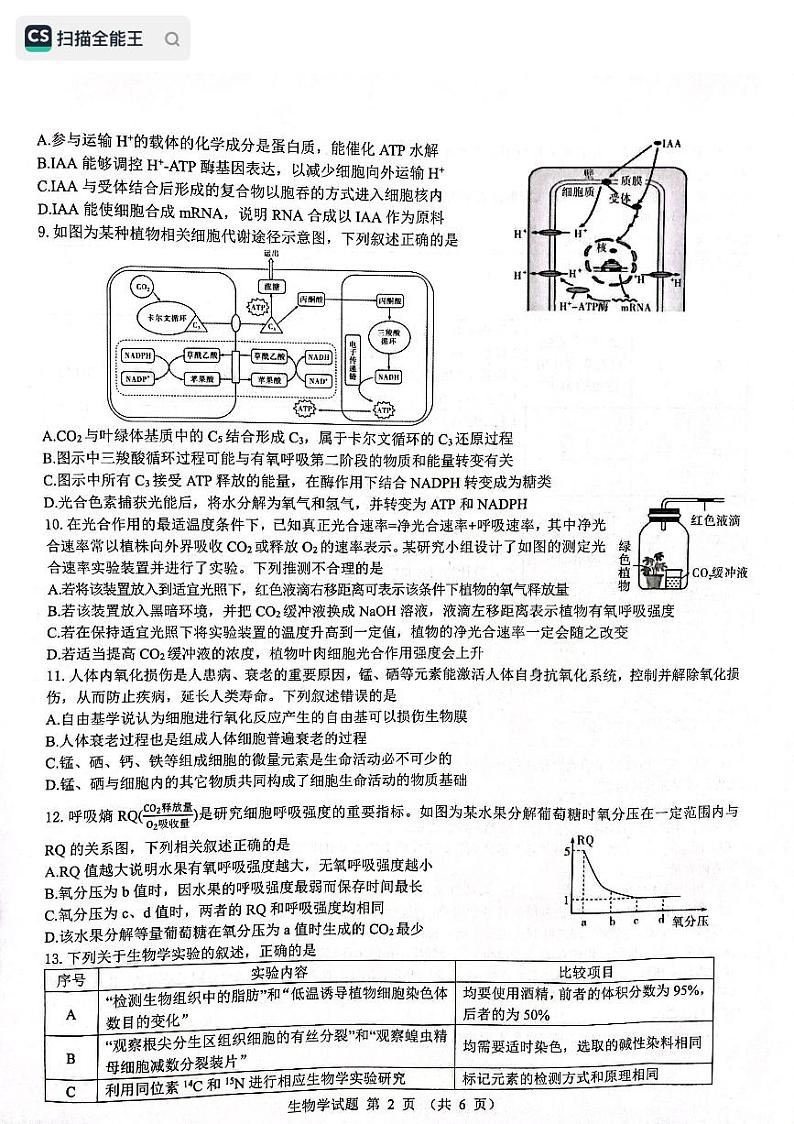 黑龙江省齐齐哈尔部分学校2022-2023学年高三上学期10月月考生物试题PDF版无答案第2页