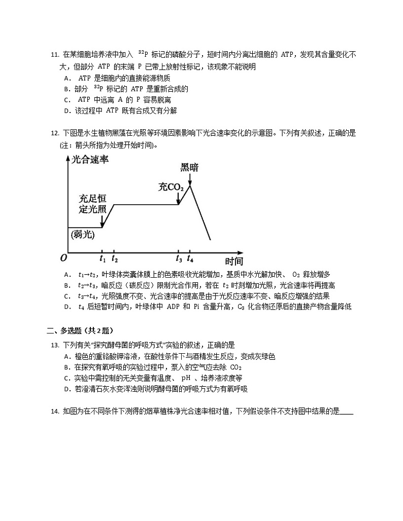 第五章《细胞的能量供应和利用》单元练习第3页
