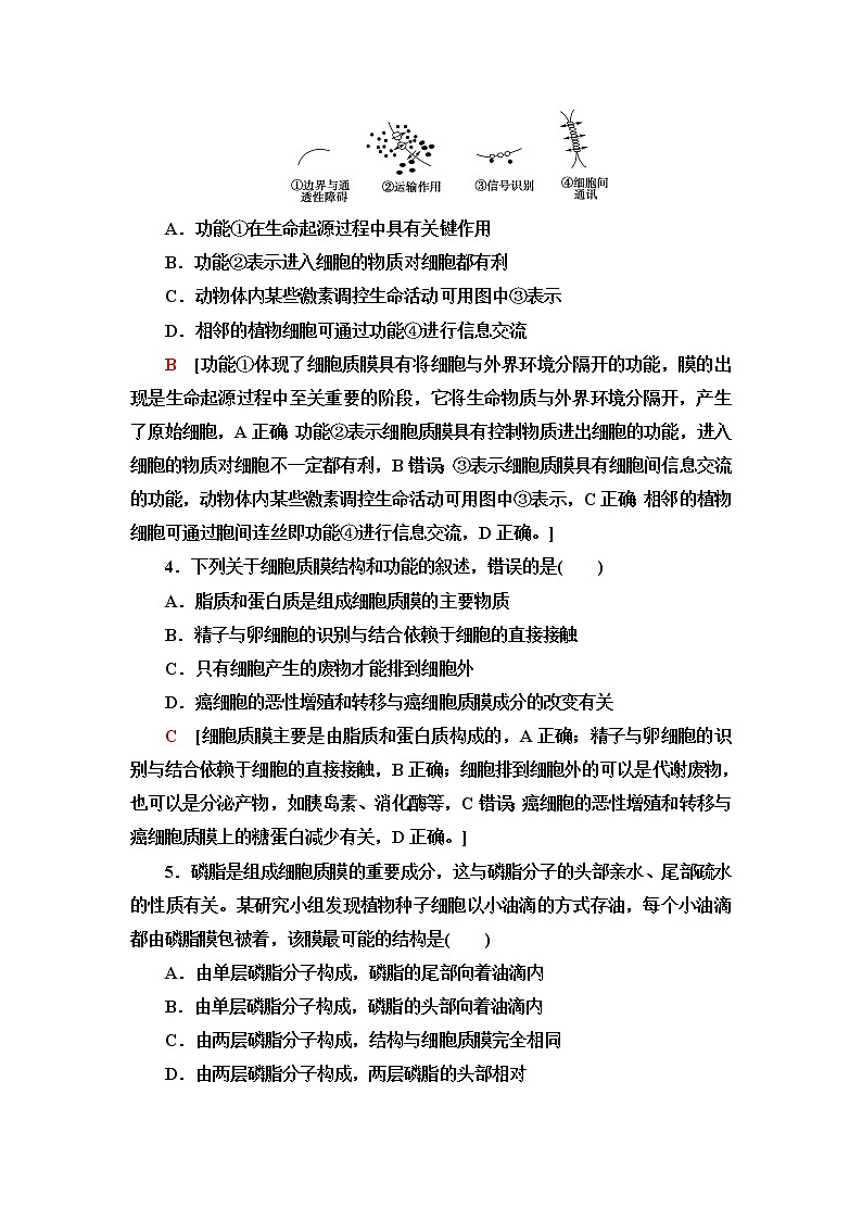 苏教版高中生物必修1章末综合测评2(第二章)含答案第2页
