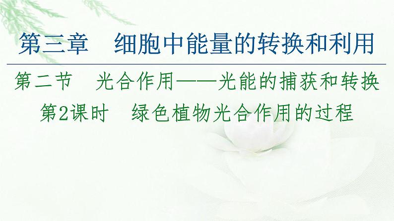 苏教版高中生物必修1第3章第2节第2课时绿色植物光合作用的过程课件01