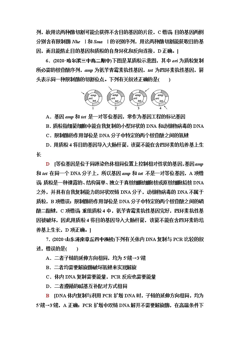 人教版高中生物选择性必修3生物技术与工程章末综合测评3基因工程含答案第3页