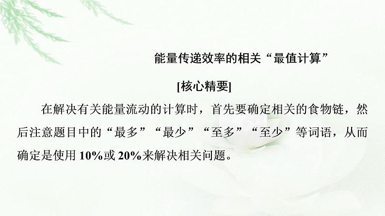 人教版高中生物选择性必修2第3章素能提升课能量流动的相关计算课件02