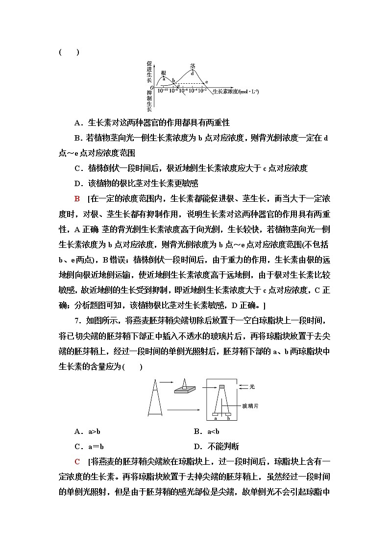 浙科版高中生物选择性必修1重点突破练4生长素的发现开启了人类对植物激素调节的探索含答案03