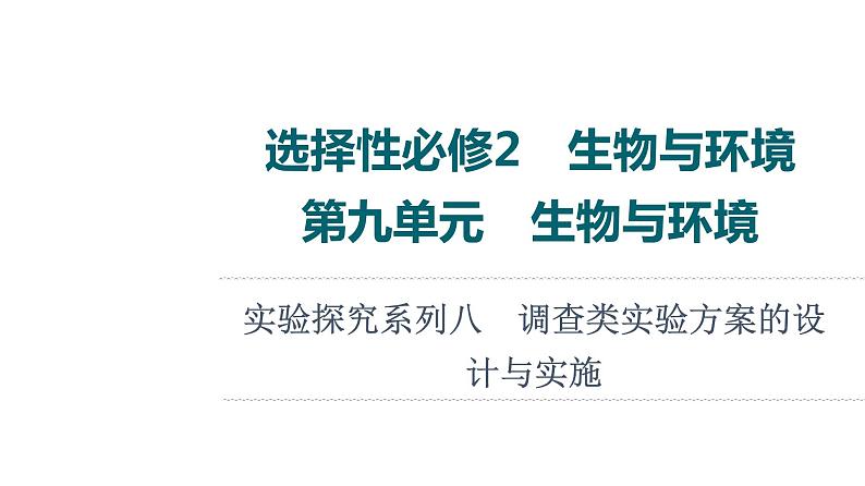 人教版高考生物一轮总复习选择性必修2第9单元实验探究系列8调查类实验方案的设计与实施课件01