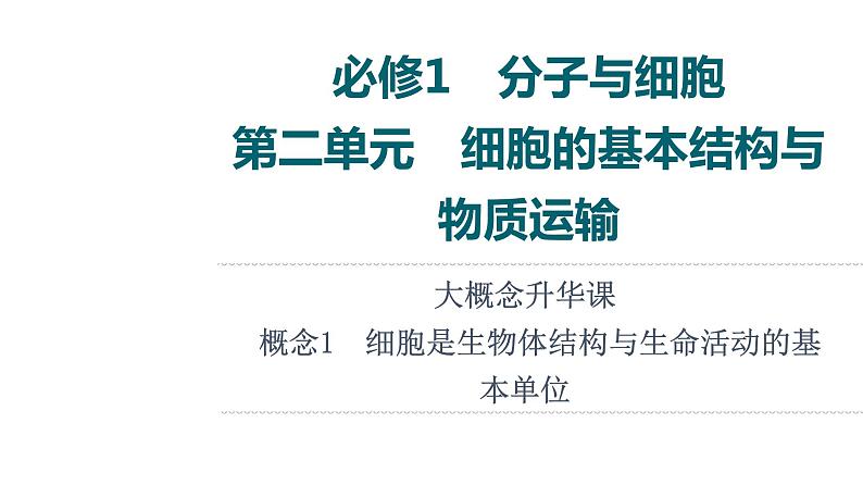 人教版高考生物一轮总复习必修1第2单元大概念升华课(必修概念1)课件01