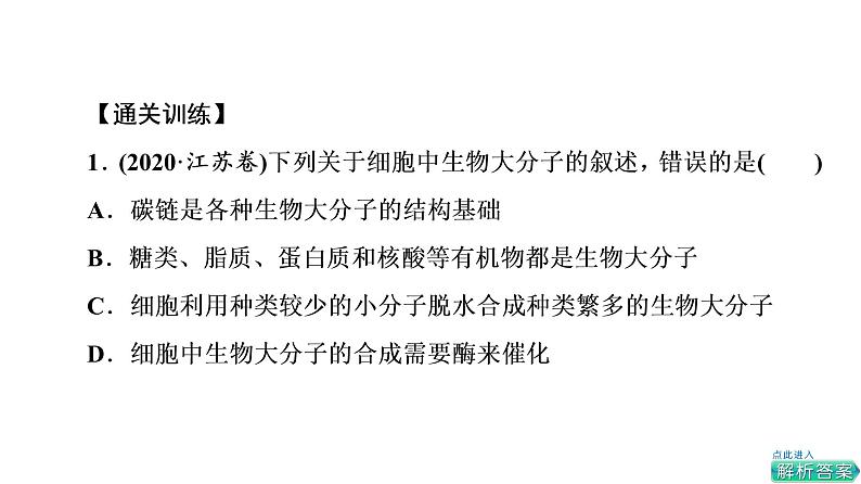 人教版高考生物一轮总复习必修1第2单元大概念升华课(必修概念1)课件04