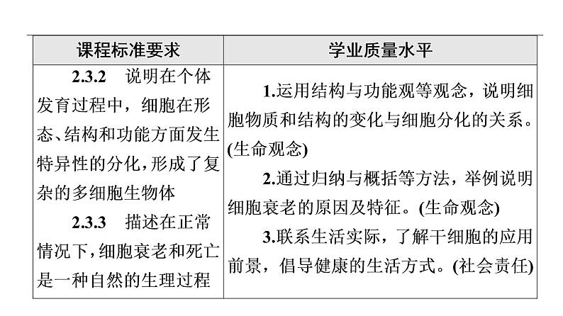 人教版高考生物一轮总复习必修1第4单元第12课细胞的分化、衰老和死亡课件02