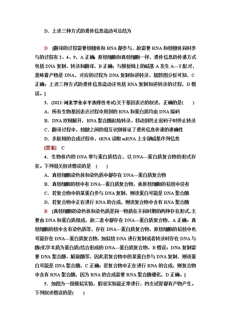 人教版高中生物必修2重点突破练4基因的表达含答案第2页