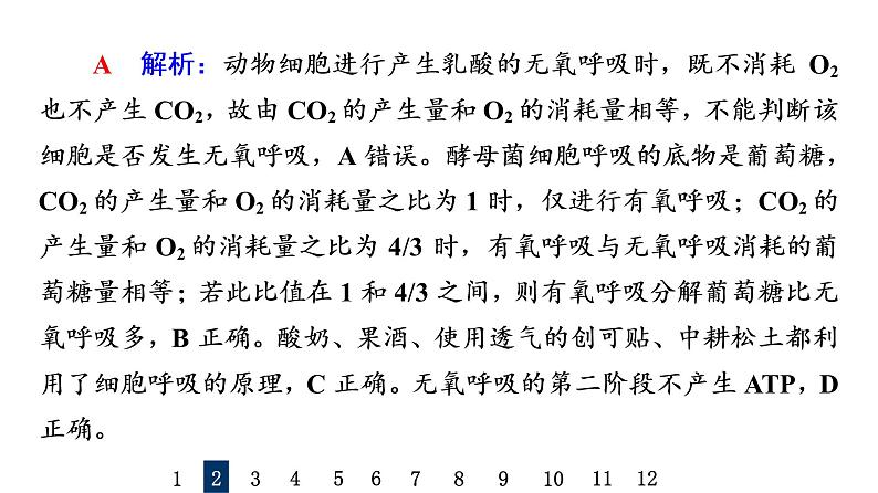 人教版高考生物一轮总复习课时质量评价8细胞呼吸的原理和应用课件05