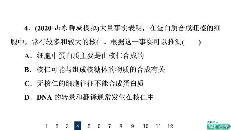 人教版高考生物一轮总复习课时质量评价4细胞膜和细胞核课件08