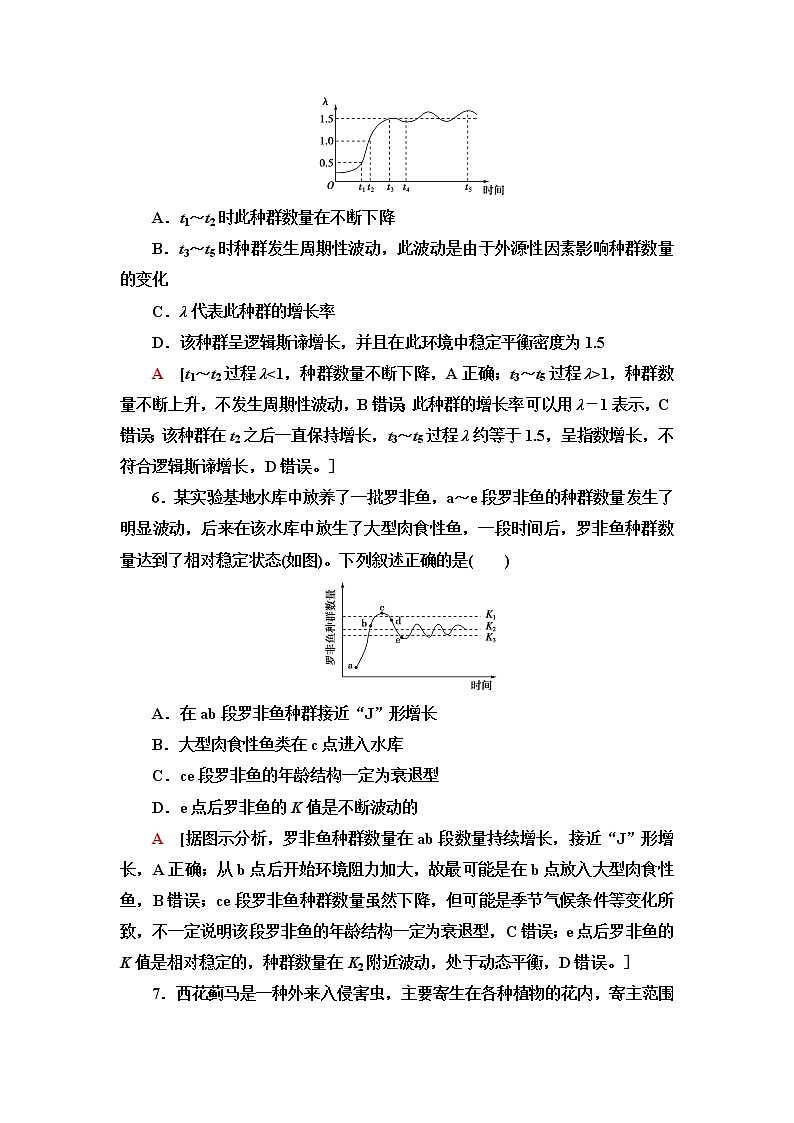浙科版高中生物选择性必修2课后素养落实3生态因素影响种群数量波动含答案 试卷03