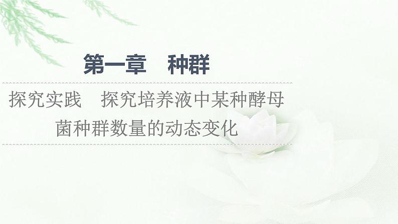 苏教版高中生物选择性必修2第1章探究实践探究培养液中某种酵母菌种群数量的动态变化课件第1页