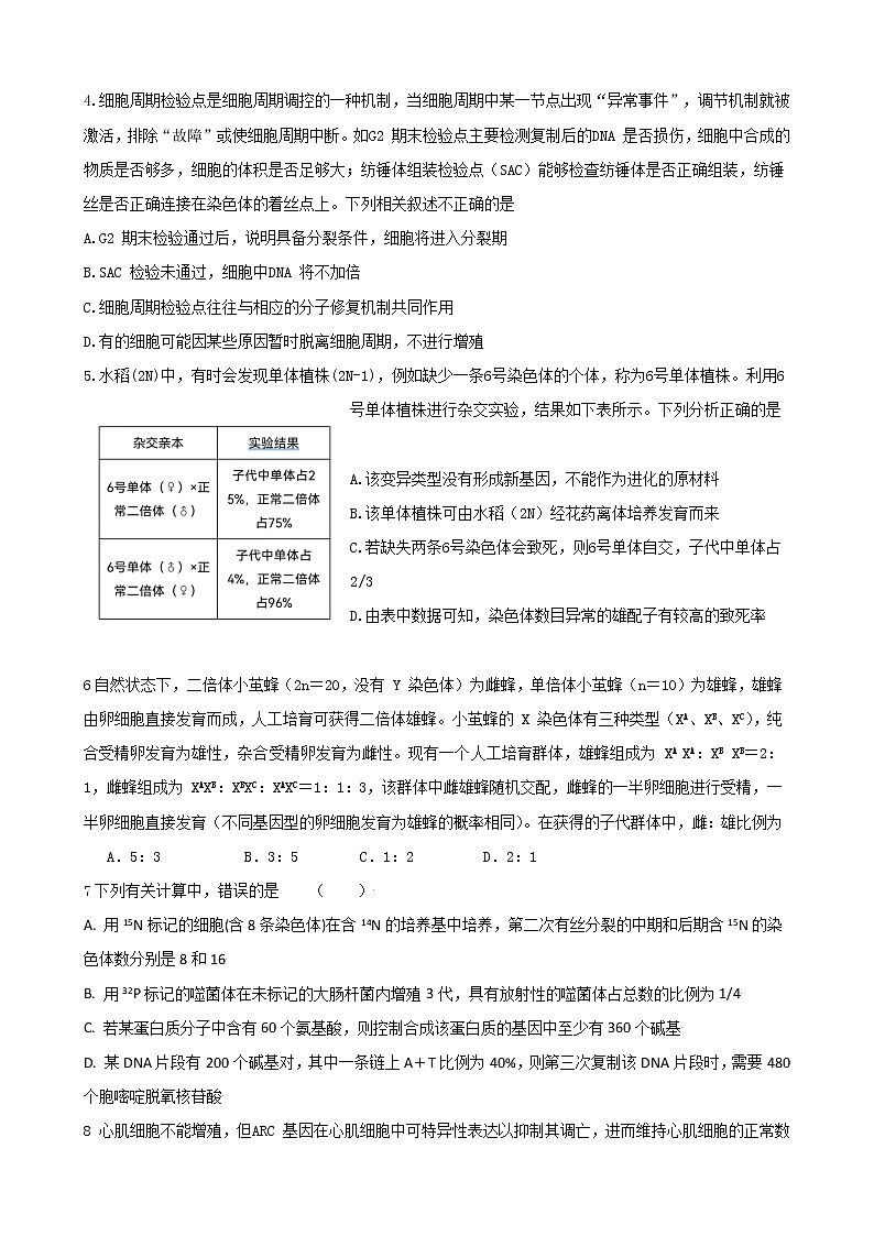2021-2022学年上学期山东省青岛市17中高三期中生物试卷（无答案）第2页