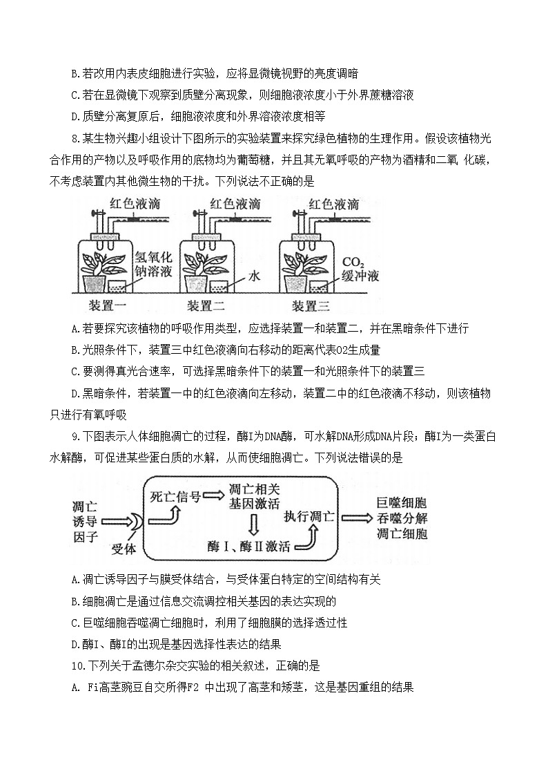 河南省部分名校2022-2023学年高三上学期第一次阶段测试生物试题无答案第3页