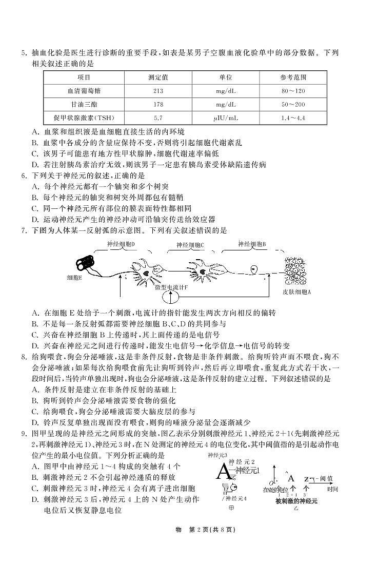 2022-2023学年甘肃省张掖市重点校高三上学期第四次检测 生物（PDF版）02