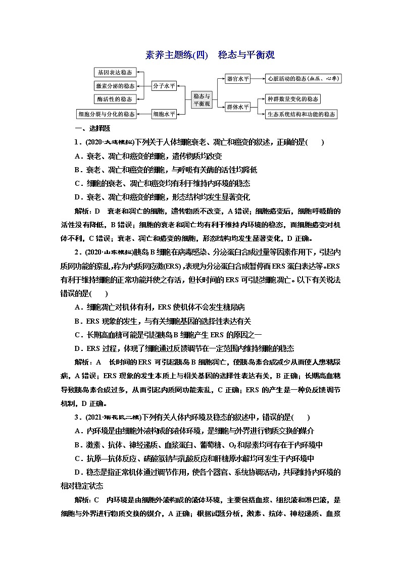 【最新版】23届高考生物二轮复习之素养主题练(四)　稳态与平衡观第1页