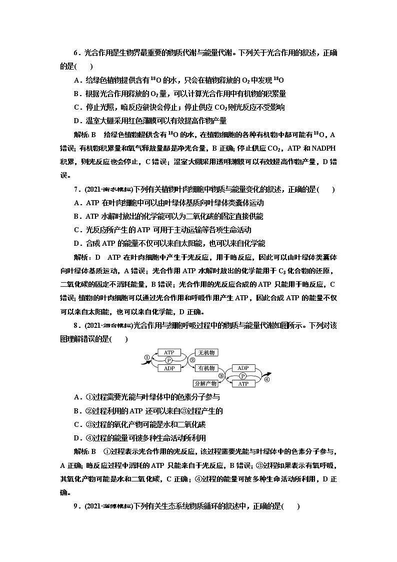 【最新版】23届高考生物二轮复习之素养主题练(二)　物质与能量观第3页