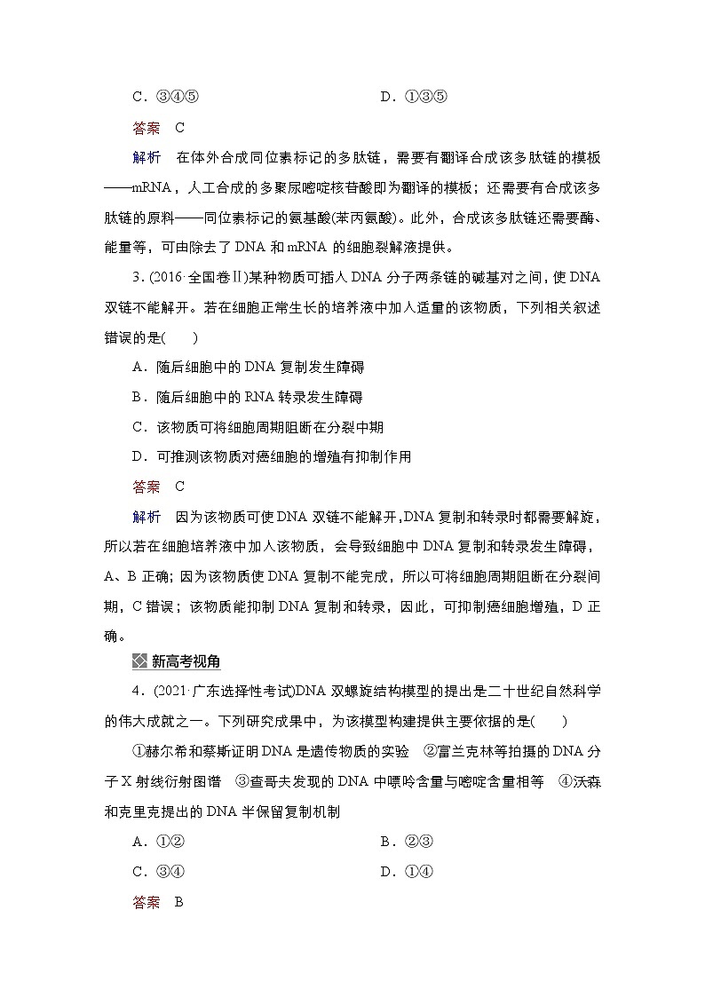 【最新版】23届生物新高考二轮专题复习之专题4　遗传的分子基础第2页