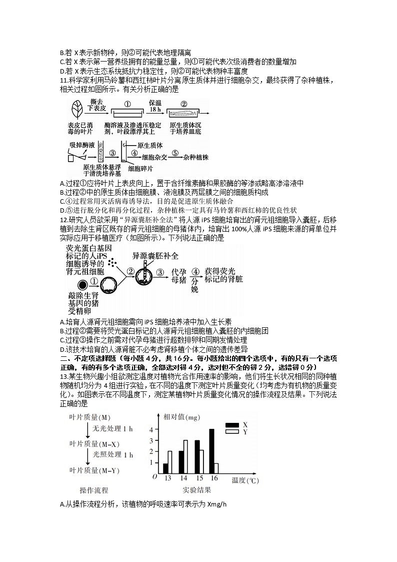 2023郴州高三上学期第一次教学质量监测生物试卷含答案03