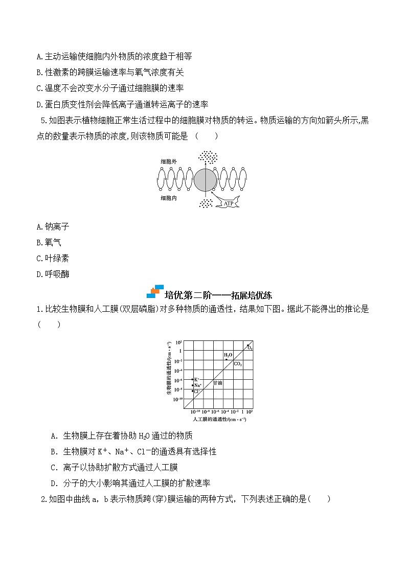 【培优分级练】高中生物(人教版2019)必修第一册 4.2《主动运输与胞吞、胞吐》同步分级练（原卷版）第3页