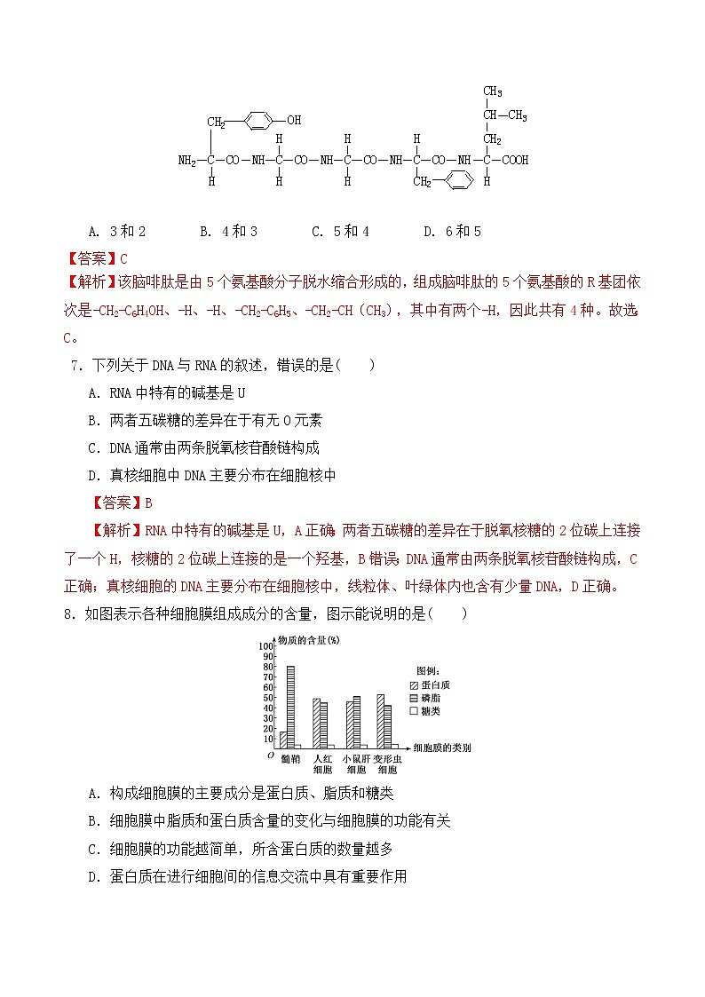 【培优分级练】高中生物(人教版2019)必修第一册 期末预测卷（一）（含解析）-全册综合03