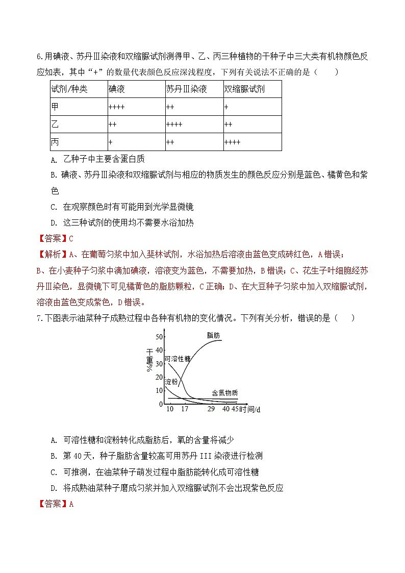 【培优分级练】高中生物(人教版2019)必修第一册 第一次月考卷（含解析）-全册综合03