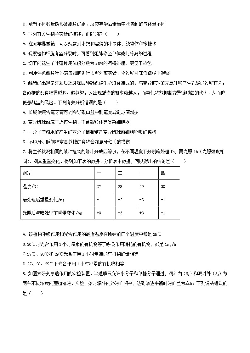2022六安一中，阜阳一中，合肥八中等校高三上学期联考生物试题含解析02