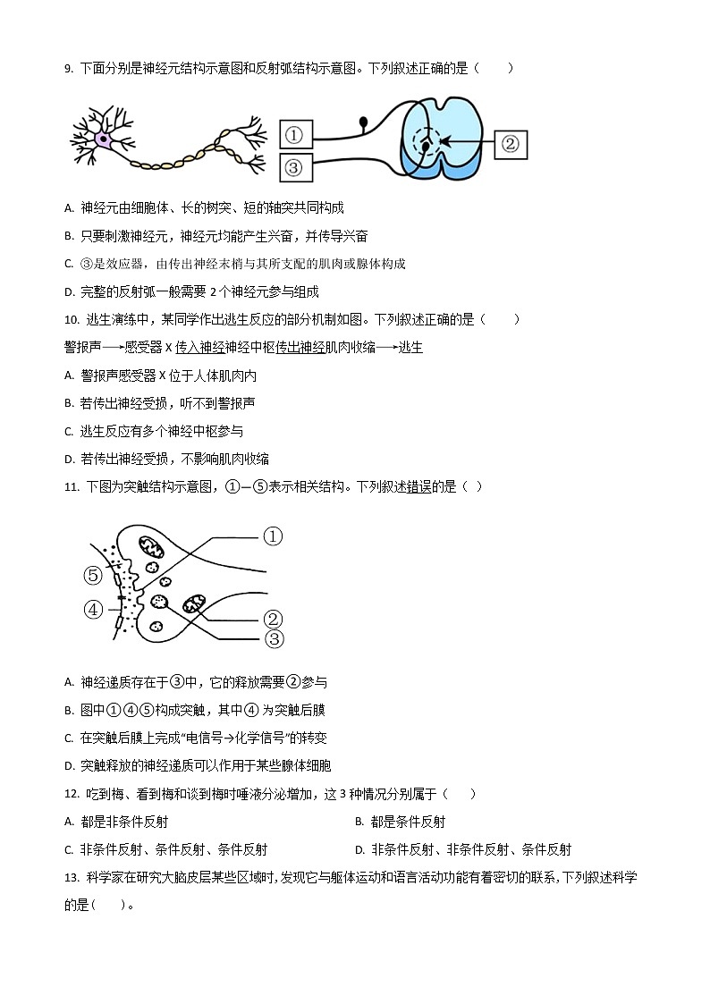 2023聊城二中高二上学期第一次月考生物试题含解析第3页