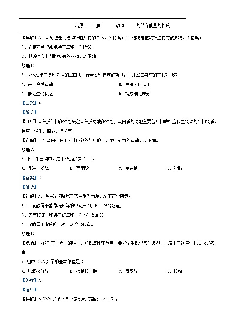 江苏省盐城市时杨中学2021-2022学年高二上学期期中考试生物试题含解析第3页