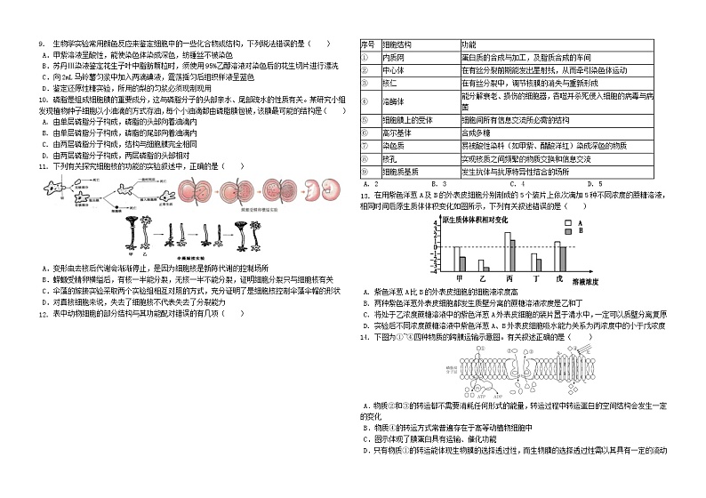 天津市第一中学2022-2023学年高三上学期第一次月考生物试题第2页