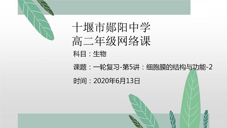 2021届高三生物一轮复习课件：细胞膜的结构和功能01