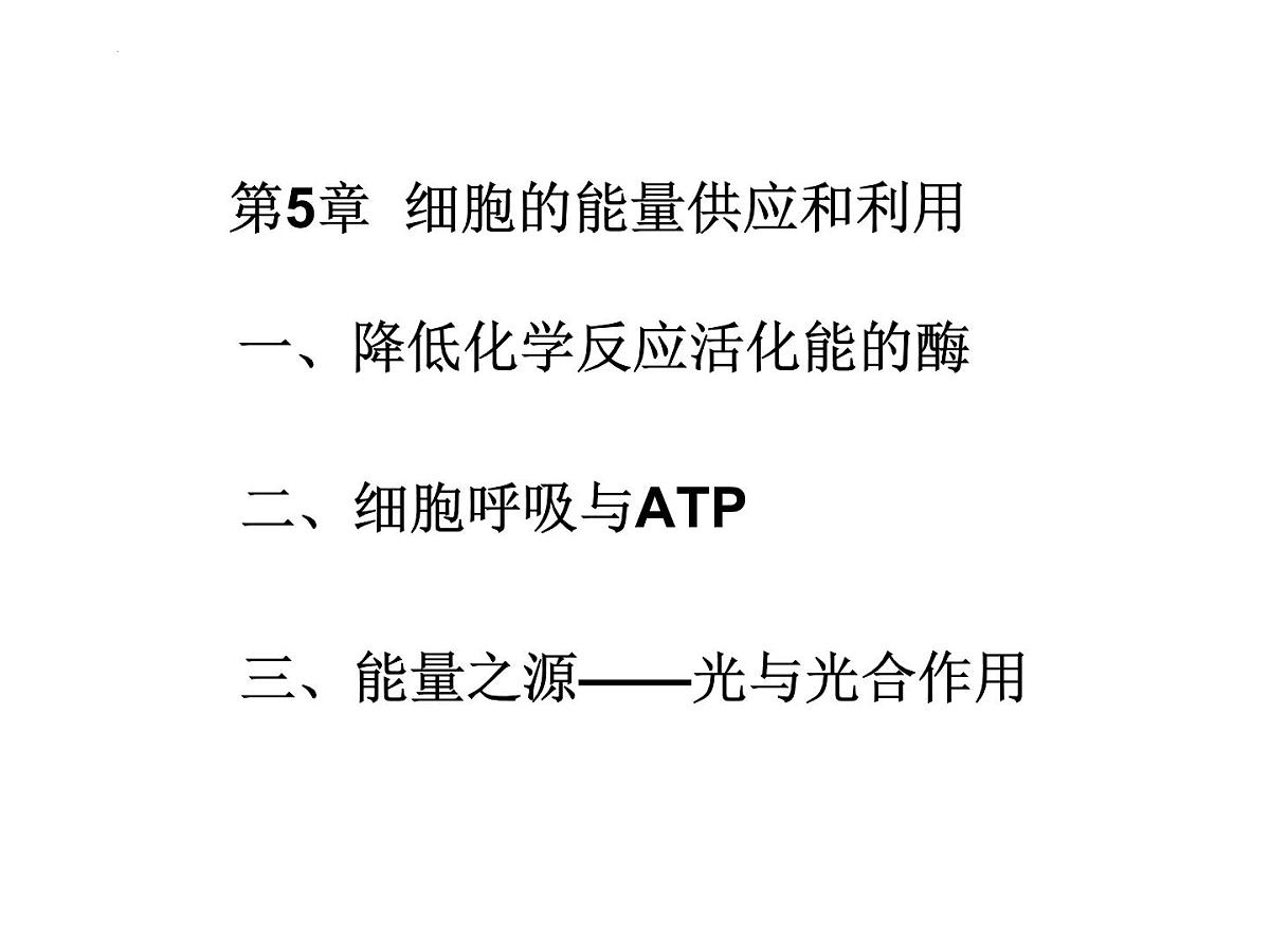 2022届高三生物一轮复习课件细胞的能量供应和利用第1页