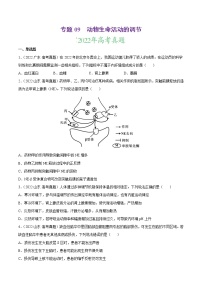 【三年高考真题】最新三年生物高考真题分项汇编——专题09《动物生命活动的调节》（2023新高考地区专用）