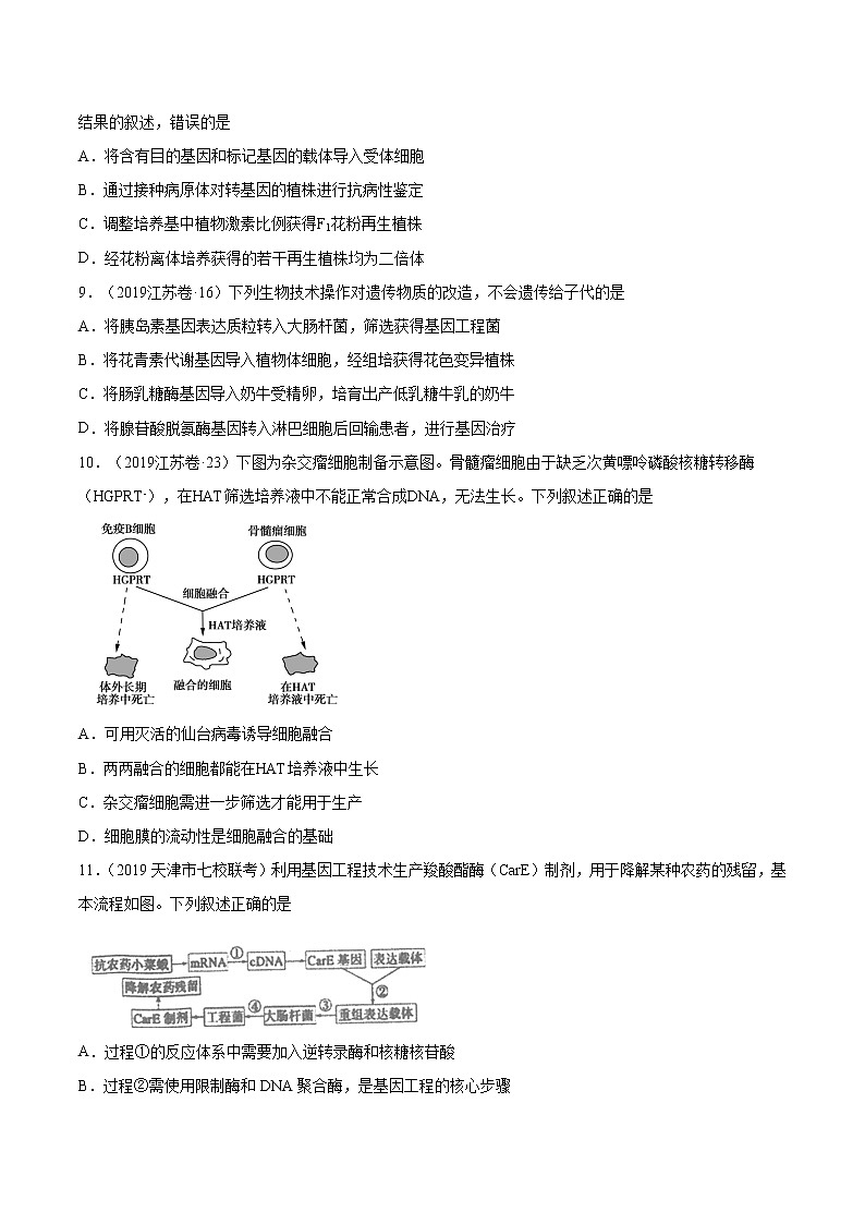【2018-2022高考真题】高考生物五年真题汇编——专题14《生物技术与工程》（原卷版）（全国卷地区通用）第3页