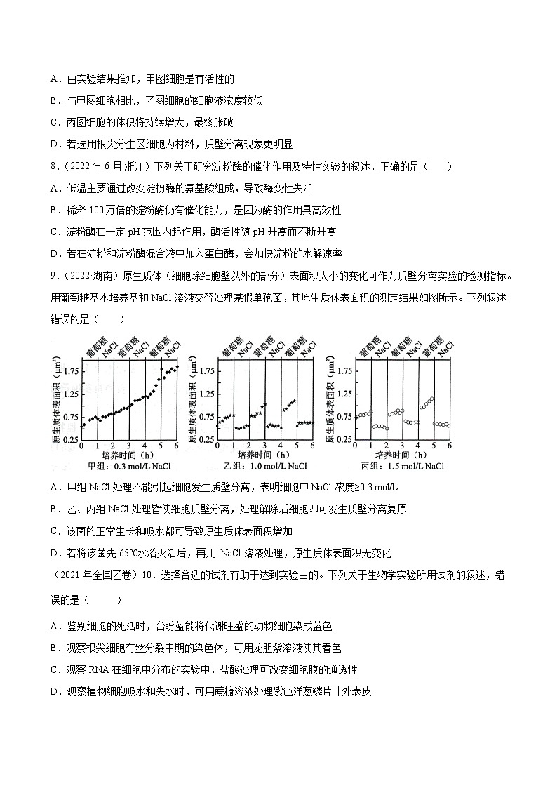 【2018-2022高考真题】高考生物五年真题汇编——专题15《实验与探究》（原卷版）（全国卷地区通用）第3页