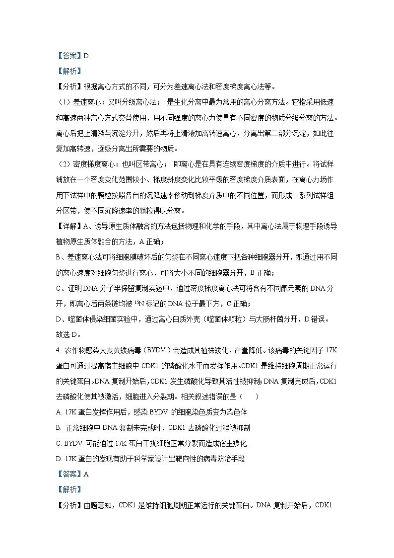 广东省六校2023届高三生物上学期第二次联考试题（Word版附解析）第3页