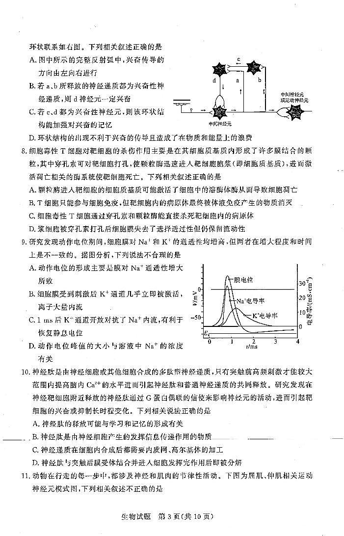 湘豫名校联考2022-2023学年高二(上)阶段考试(一)生物第3页