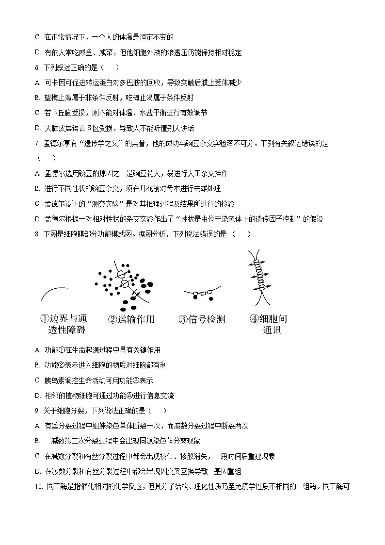 新疆维吾尔自治区喀什地区疏附县第一中学2021-2022学年度高二上学期期中生物试题无答案第2页