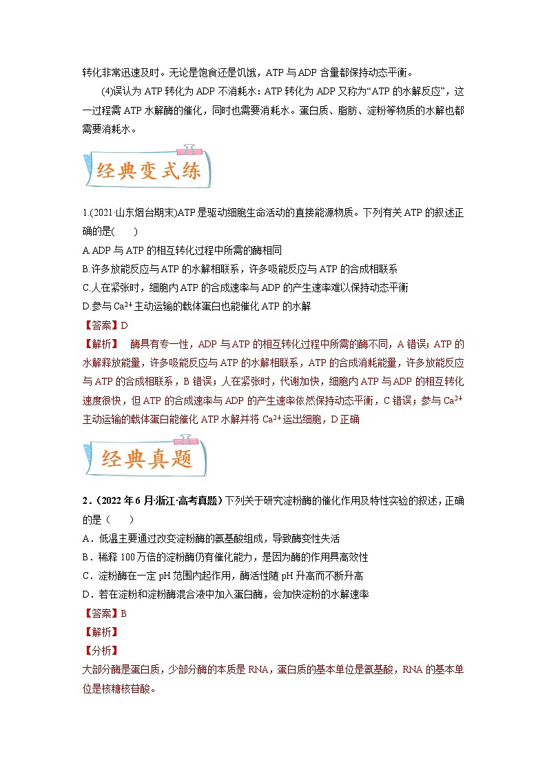 【高考考点专题复习】高考生物考点专题复习——考向04《ATP和酶》全能卷（全国通用）（解析版）第3页
